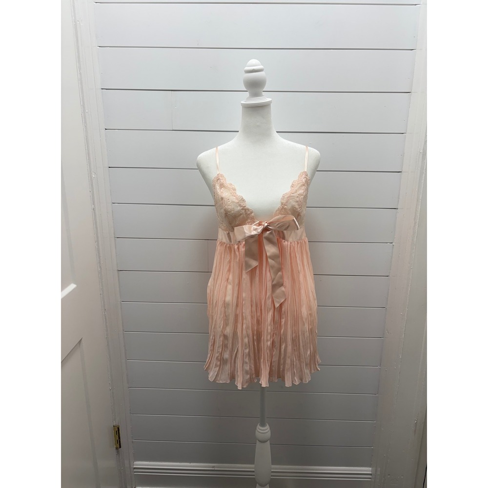 Victoria's Secret Women Large Baby Doll Very Sexy Pleated Pink Lingerie Top Y2k